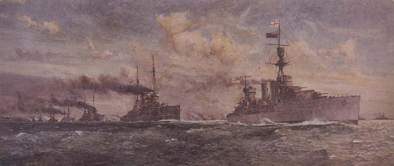 Charles Dixon HMS Cardiff leading the surren-dered German Fleet into the Firth of Forth China oil painting art